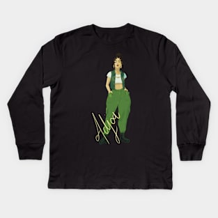 Green Cargo Thanatos Tied Hair Kids Long Sleeve T-Shirt